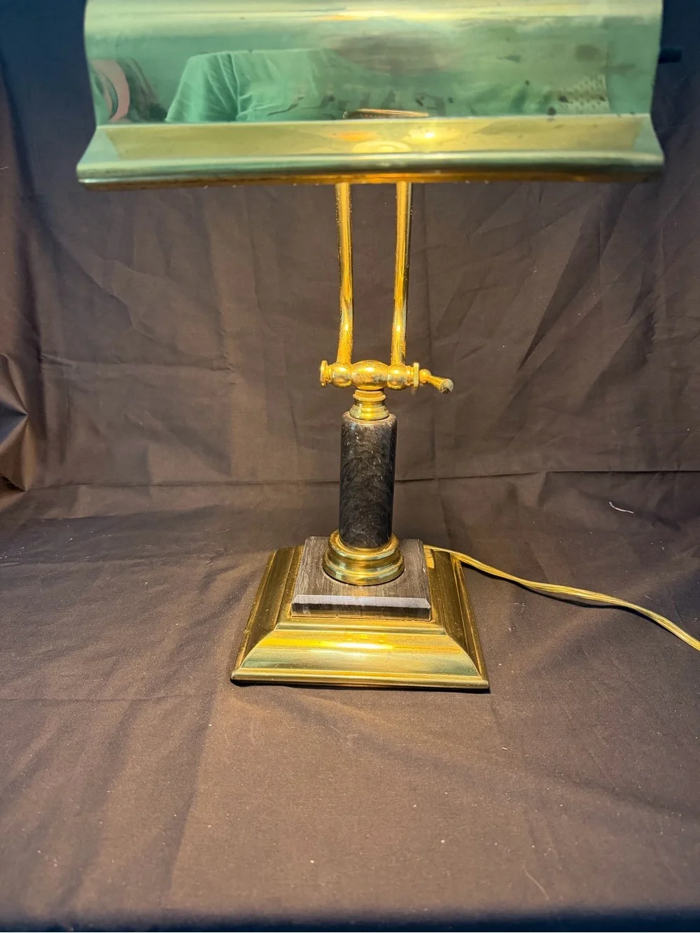 Vintage Brass Piano/Desk Lamp with Black marble